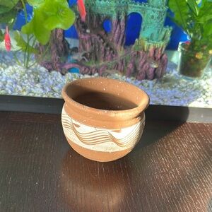 Handcrafted Brown and Cream clay pot